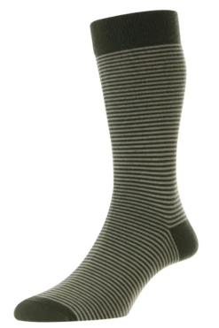 Pantherella Men's Holst Stripe Sock 10 Pantherella Men's Holst Stripe Sock -Fashion Panty Shop 535642 HOLST DARK OLIVE 04