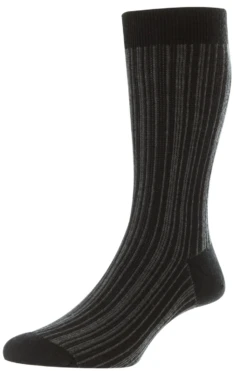 Pantherella Men's Marsden Vertical Stripe Sock -Fashion Panty Shop 593088 MARSDEN BLACK 04 08953642 9b44 4c45 bdfd f94e24738cd2