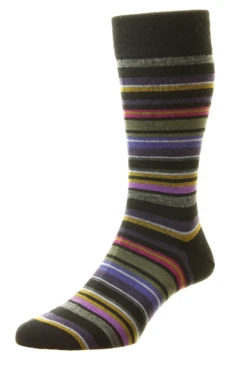 Pantherella Men's Quakers All Over Stripe Sock