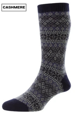 Pantherella Men's Sherborne Fair Isle Cashmere Sock