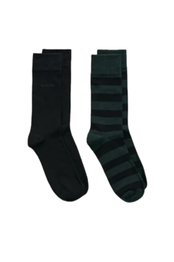 Gant 2 Pack Men's Barstripe And Solid Socks