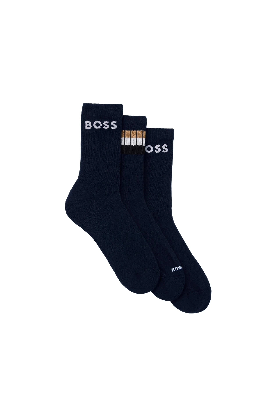 Boss 3 Pack QS Rib Stripe Sock 3 Boss 3 Pack QS Rib Stripe Sock