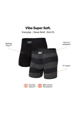 SAXX 2 Pack Men's Vibe Super Soft Boxer Brief -Fashion Panty Shop sxpp2v grb 1form f fa23 tech